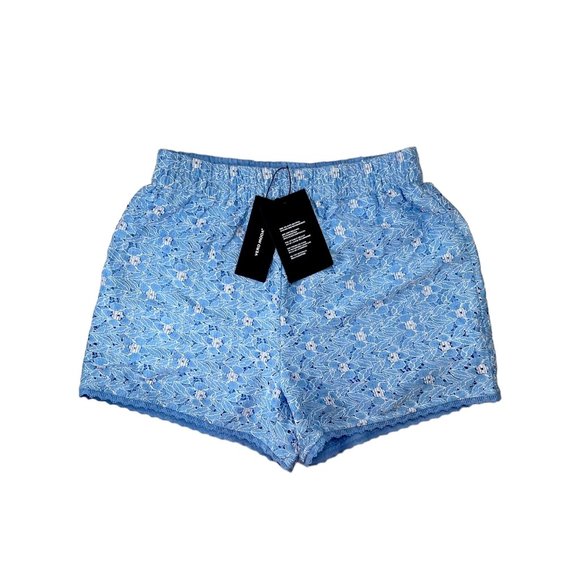 Vero Moda Shorts Soney Lace Woven Shorts Baby Blue White Floral Shorts Womens XS - Picture 1 of 8